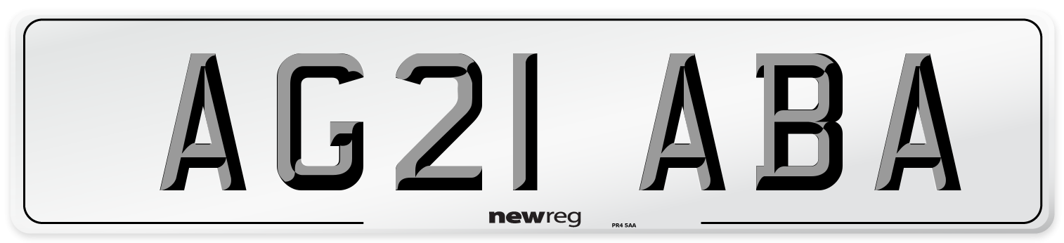 AG21 ABA Number Plate from New Reg